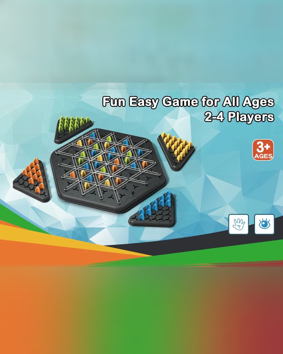 Chain Triangle Chess Game Fast-Paced Rubber Band Strategy Board Game for Kids & Adults - Default Title
